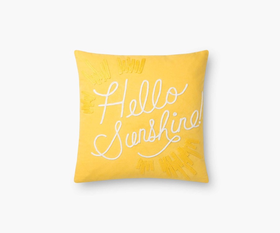 Home RIFLE PAPER Co. Sayings | Hello Sunshine Embroidered Pillow|Hello Sunshine Embroidered Pillow-Yellow