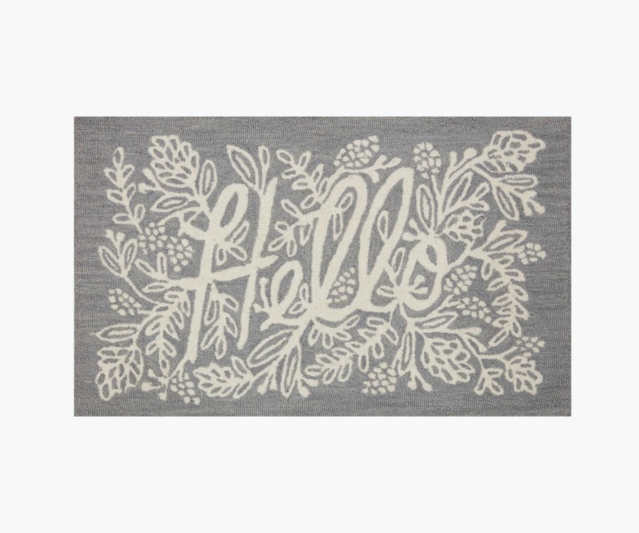 Home RIFLE PAPER Co. Scatter | Minnie Hello Grey Wool-Hooked Rug|Minnie Hello Grey Wool-Hooked Rug