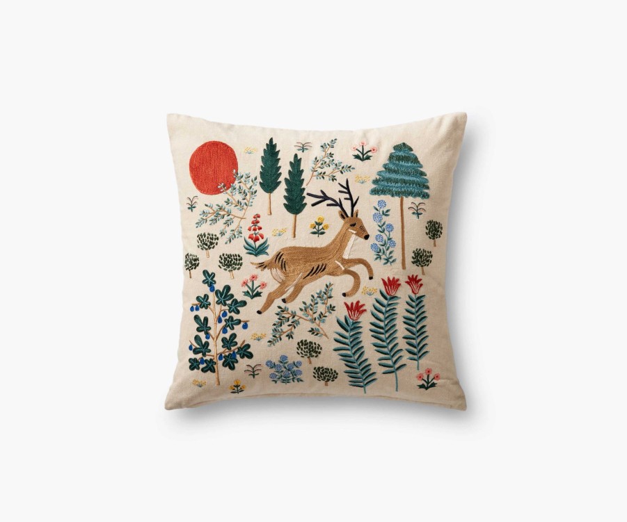 Home RIFLE PAPER Co. Floral | Woodland Embroidered Pillow|Woodland Embroidered Pillow-Multi