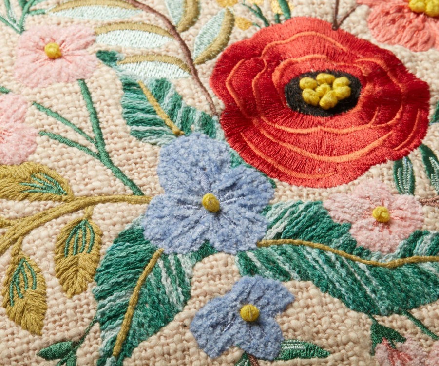 Home RIFLE PAPER Co. Floral | Garden Bouquet Embroidered Pillow|Garden Bouquet Embroidered Pillow-Sand