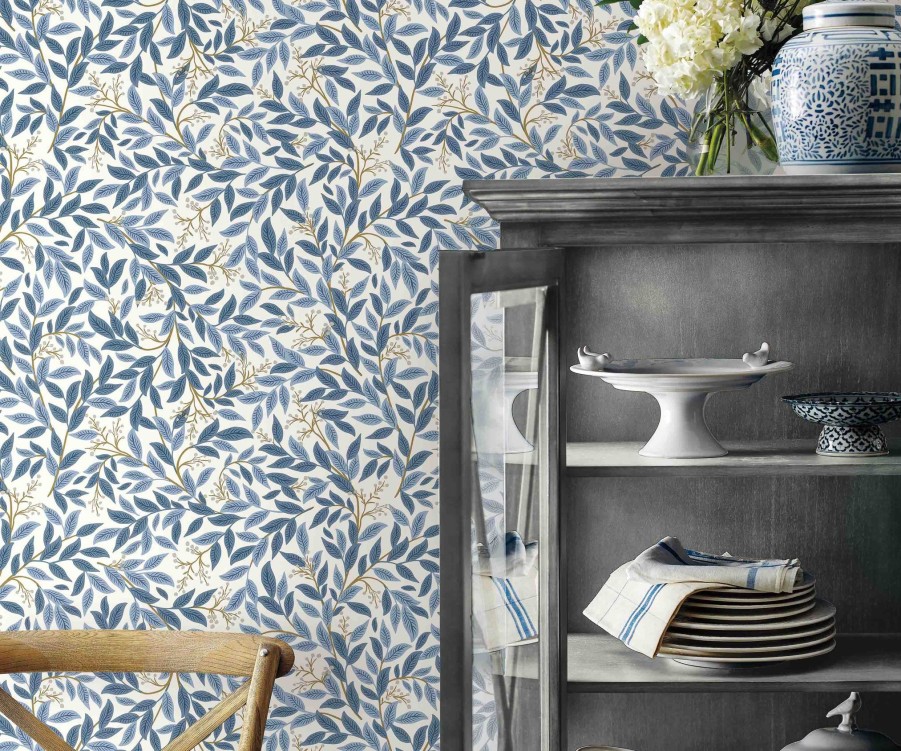 Home RIFLE PAPER Co. Peel & Stick | Willowberry Peel & Stick Wallpaper Sample|Willowberry Blue & White Peel & Stick Wallpaper Sample