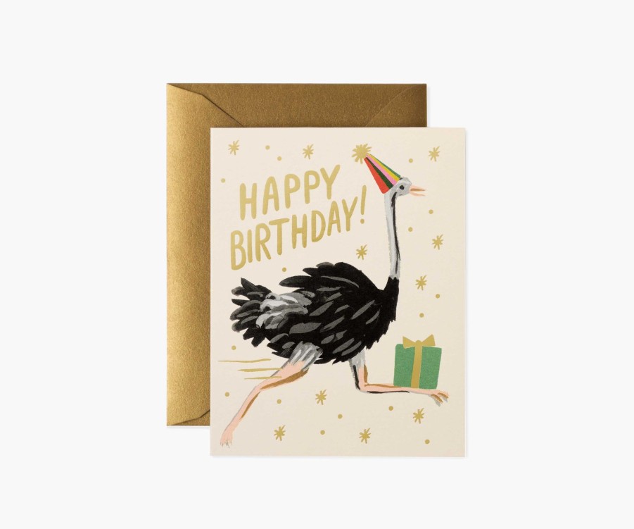 Cards & Occasions RIFLE PAPER Co. Birthday | Ostrich Birthday Greeting Card|Ostrich Birthday Greeting Card