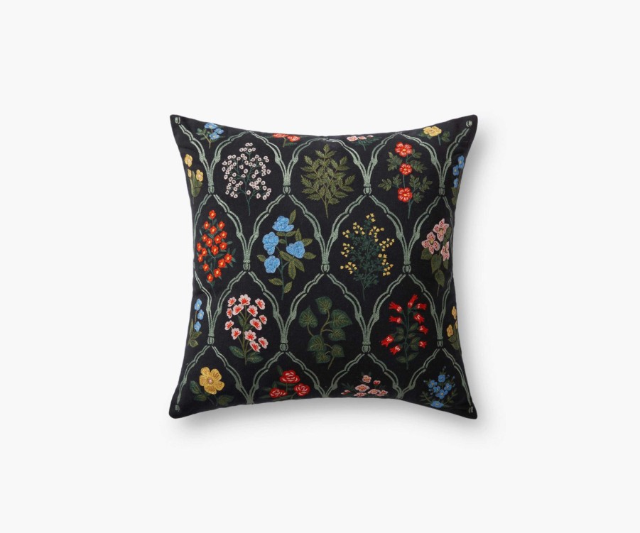 Home RIFLE PAPER Co. Floral | Hawthorne Embroidered Pillow|Hawthorne Embroidered Pillow-Navy Multi