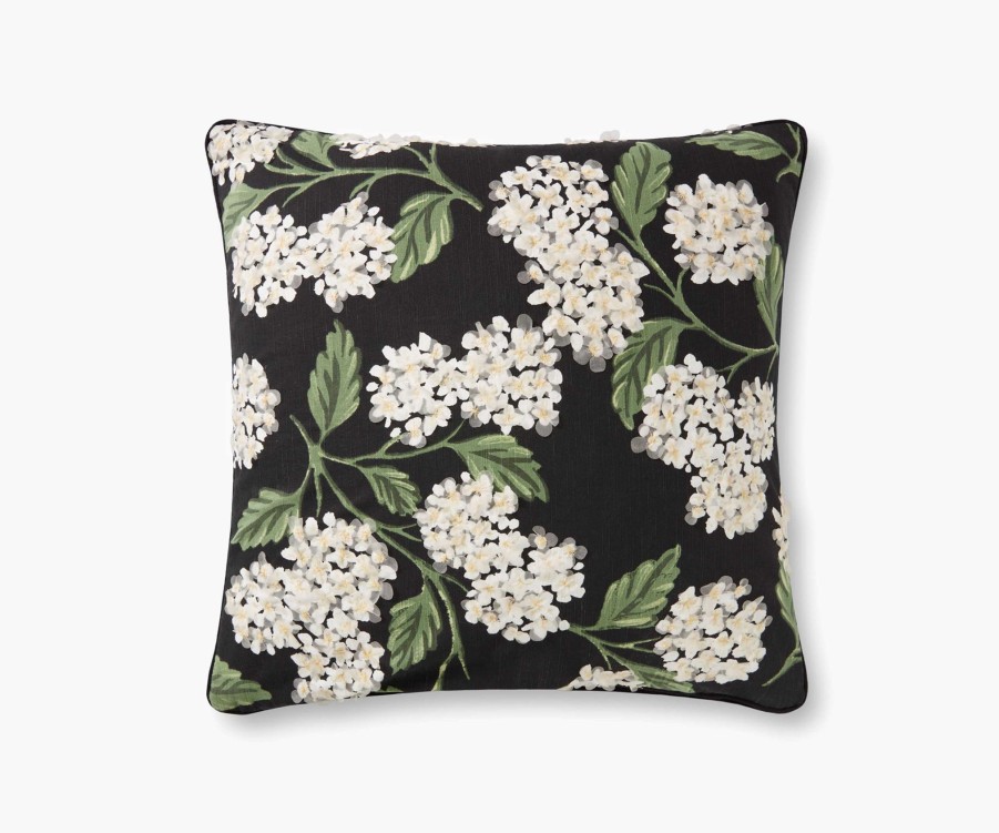 Home RIFLE PAPER Co. Floral | Hydrangea Embellished Pillow|Hydrangea Black Embellished Pillow