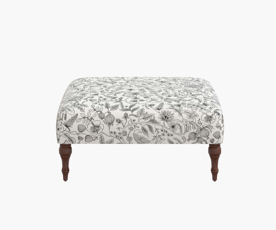 Home RIFLE PAPER Co. Ottomans | Greenwich Ottoman| Blush & Cream Greenwich Ottoman With Leg