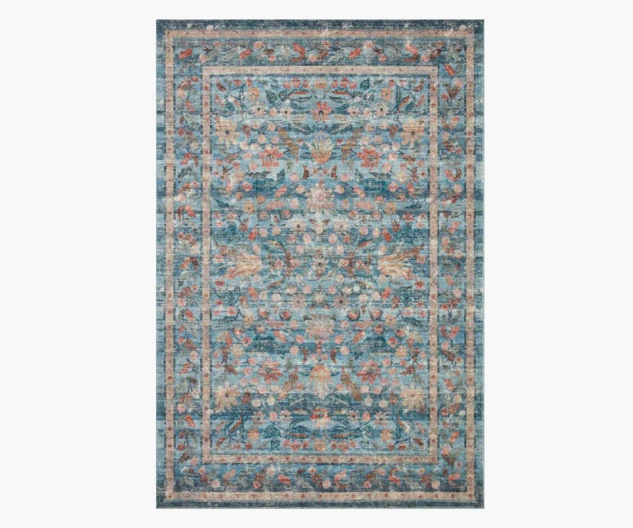 Home RIFLE PAPER Co. Statement | Courtyard Eve Printed Rug|Courtyard Eve Blue Rug (2.3X3.9)