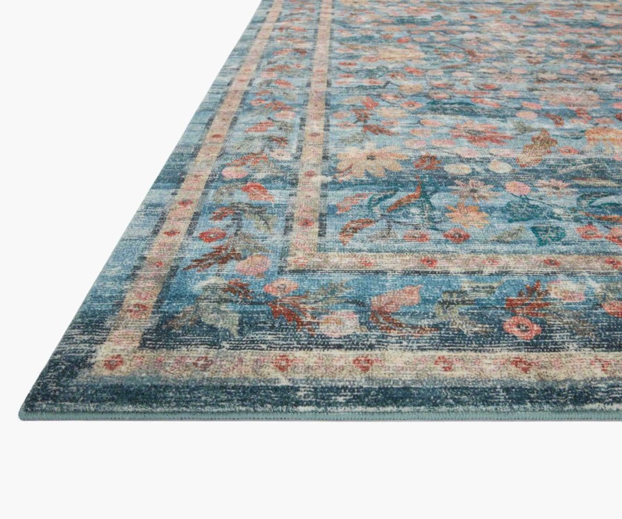 Home RIFLE PAPER Co. Statement | Courtyard Eve Printed Rug|Courtyard Eve Blue Rug (2.3X3.9)