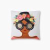 Home RIFLE PAPER Co. Figurative | Flower Crown Gorgeous Girl Embroidered Pillow|Flower Crown Gorgeous Girl Embroidered Pillow-Multi