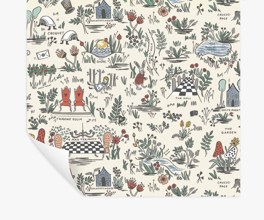 Home RIFLE PAPER Co. Peel & Stick | Wonderland Peel & Stick Wallpaper|Wonderland Cream Peel & Stick Wallpaper