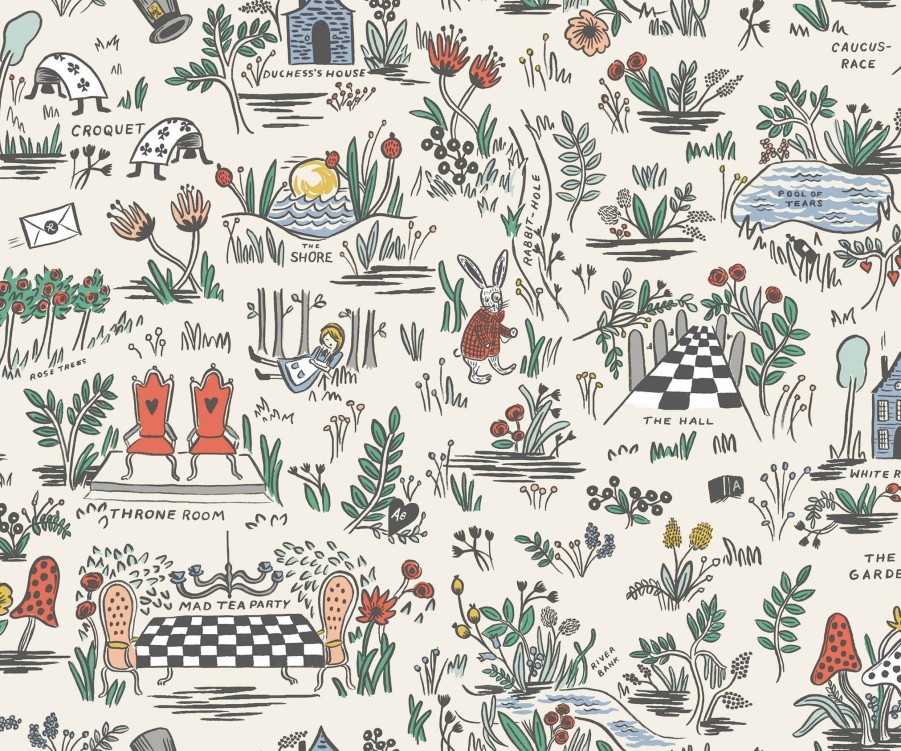 Home RIFLE PAPER Co. Peel & Stick | Wonderland Peel & Stick Wallpaper|Wonderland Cream Peel & Stick Wallpaper