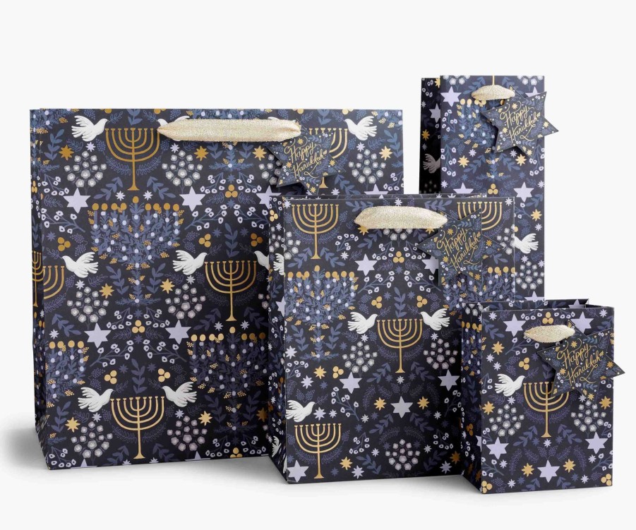 Cards & Occasions RIFLE PAPER Co. Gift Bags | Laurel Menorah Gift Bag|Laurel Menorah Wine Gift Bag