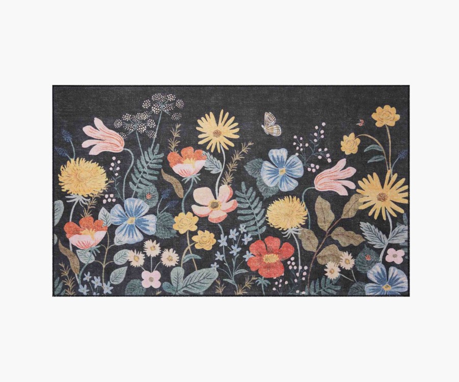 Home RIFLE PAPER Co. Scatter | Atelier Strawberry Fields Black Non-Slip Rug|Atelier Strawberry Fields Black Non-Slip Rug