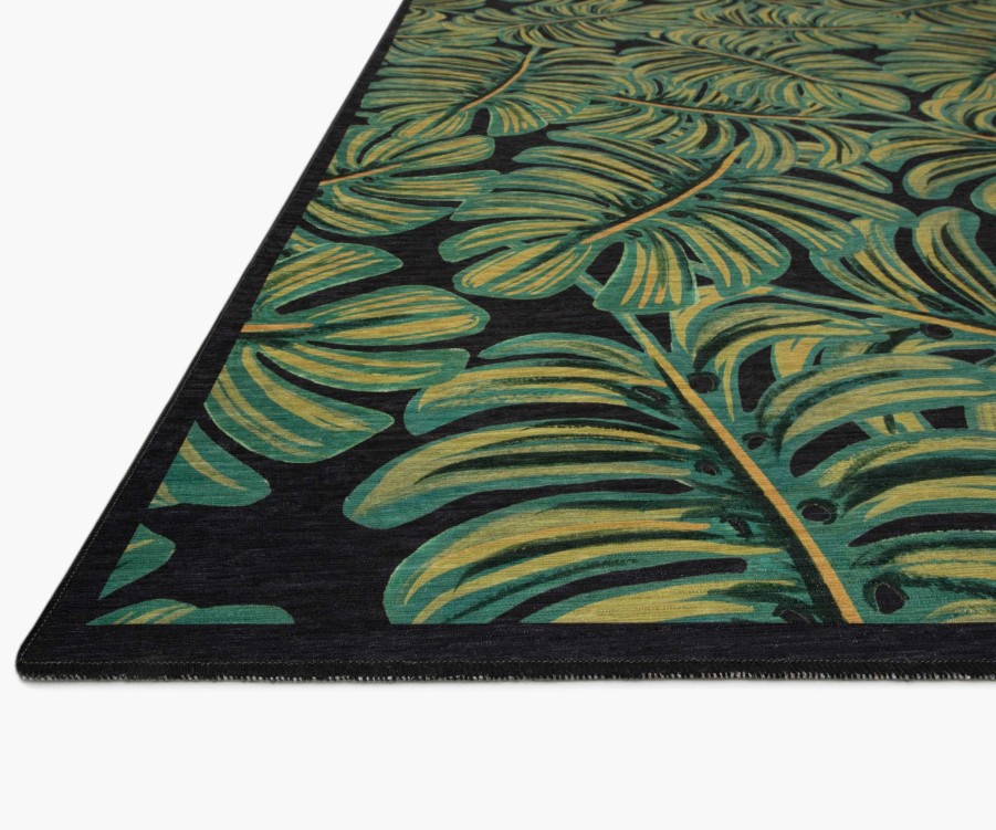 Home RIFLE PAPER Co. Statement | Veranda Monstera Black Outdoor Rug|Veranda Monstera Black Outdoor Rug