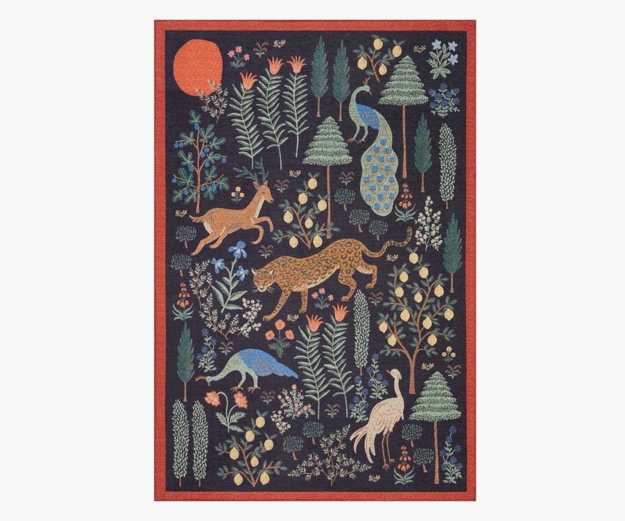 Home RIFLE PAPER Co. Statement | Menagerie Les Fauves Black Power-Loomed Rug|Menagerie Les Fauves Black Power-Loomed Rug