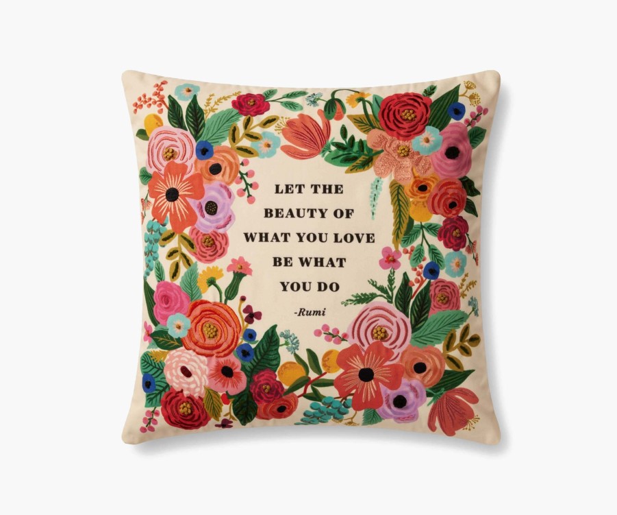 Home RIFLE PAPER Co. Floral | Beauty Of What You Love Embroidered Pillow|Beauty Of What You Love Multi Embroidered Pillow