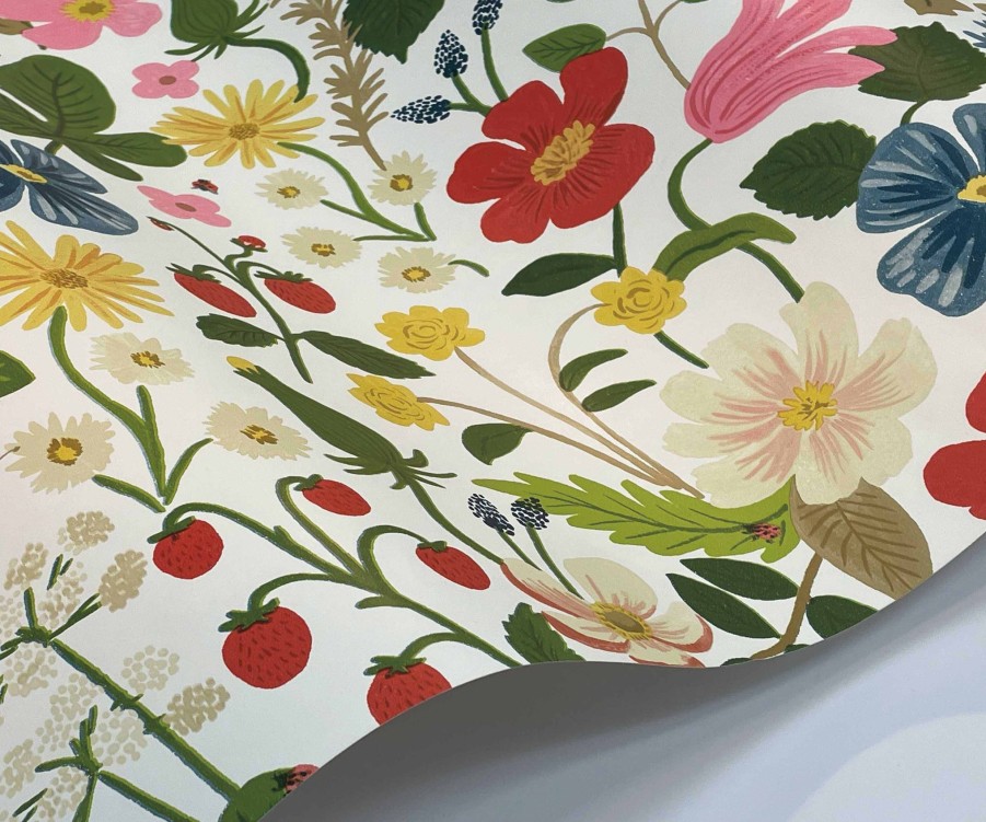 Home RIFLE PAPER Co. Samples | Strawberry Fields Wallpaper Sample|Strawberry Fields Mint Wallpaper Sample