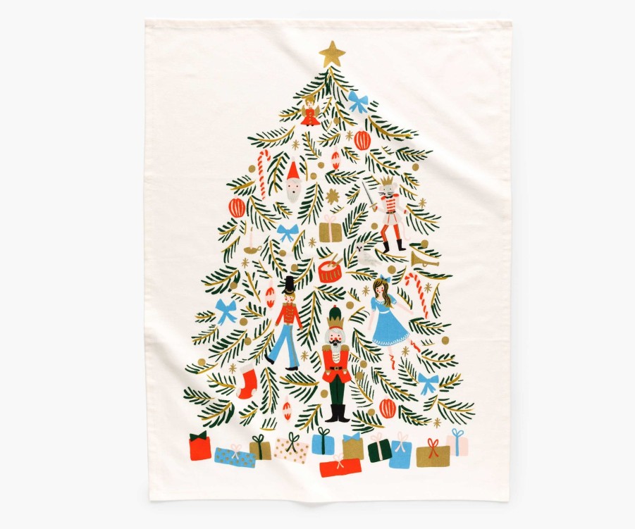 Home RIFLE PAPER Co. Tea Towels | Holiday Tea Towel| Embroidered Tea Towel