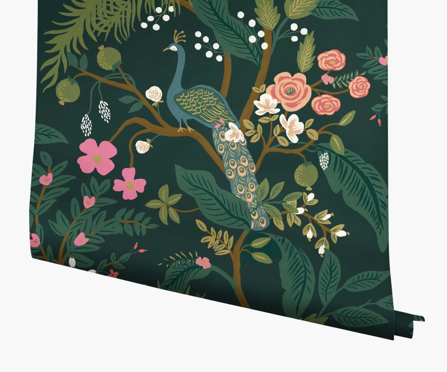 Home RIFLE PAPER Co. Traditional | Peacock Wallpaper|Peacock Emerald Wallpaper Double Roll