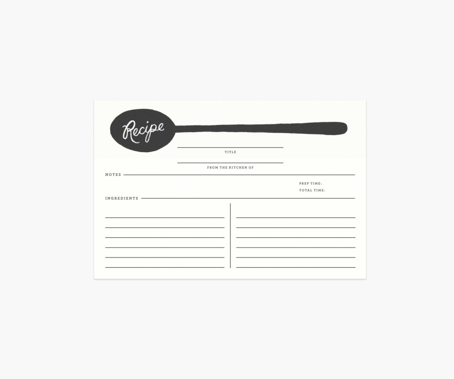 Home RIFLE PAPER Co. Recipe Organization | Charcoal Spoon Refill Recipe Cards|Charcoal Spoon Refill Recipe Cards