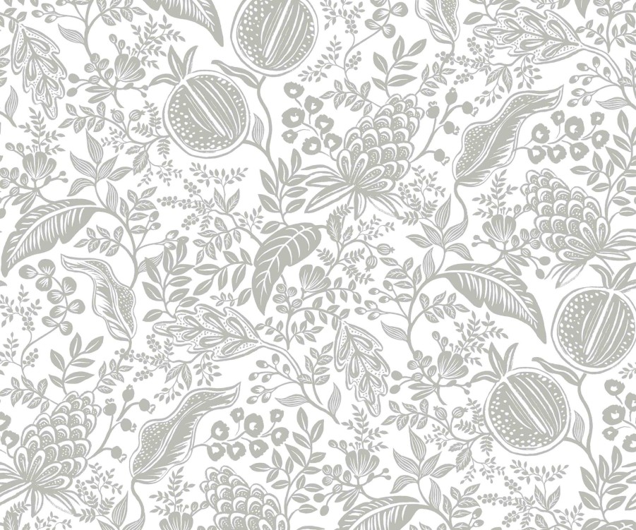 Home RIFLE PAPER Co. Traditional | Pomegranate Wallpaper|Pomegranate White & Metallic Silver Wallpaper Double Roll