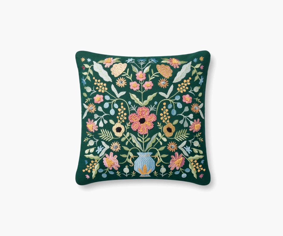 Home RIFLE PAPER Co. Floral | Gabriella Embroidered Pillow|Gabriella Evergreen Multi Embroidered Pillow