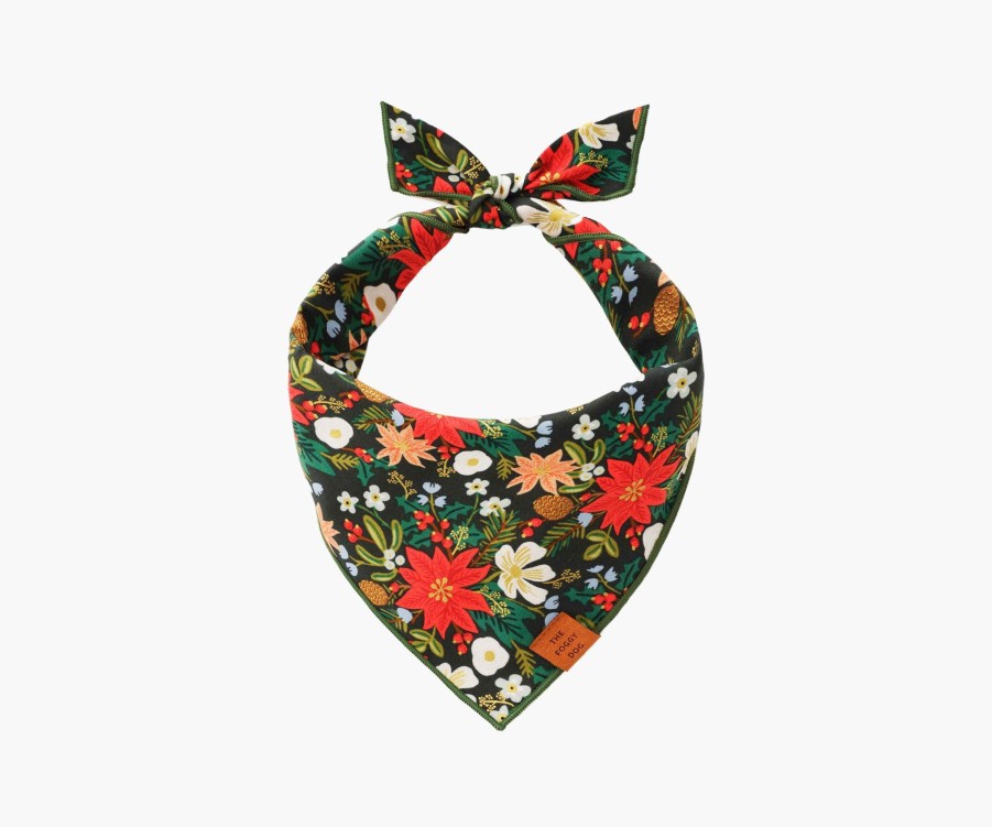 Accessories & Apparel RIFLE PAPER Co. Face Masks | Poinsettia Bouquet Dog Bandana|Poinsettia Bouquet Dog Bandana