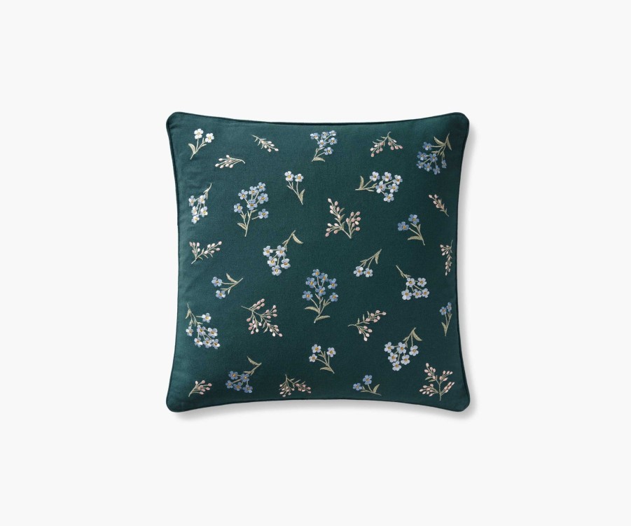 Home RIFLE PAPER Co. Floral | Petite Fleurs Embroidered Pillow|Petite Fleurs Embroidered Pillow-Teal