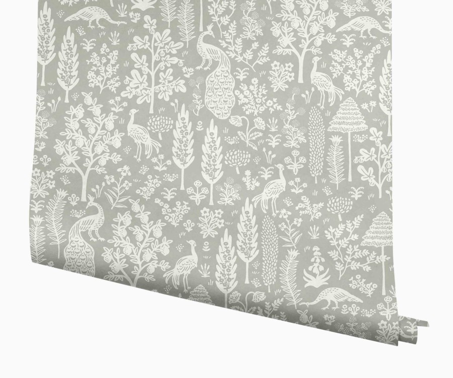 Home RIFLE PAPER Co. Traditional | Menagerie Toile Wallpaper|Menagerie Toile White & Metallic Gold Wallpaper Double Roll