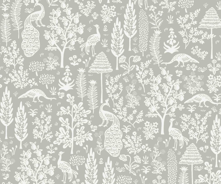 Home RIFLE PAPER Co. Traditional | Menagerie Toile Wallpaper|Menagerie Toile White & Metallic Gold Wallpaper Double Roll