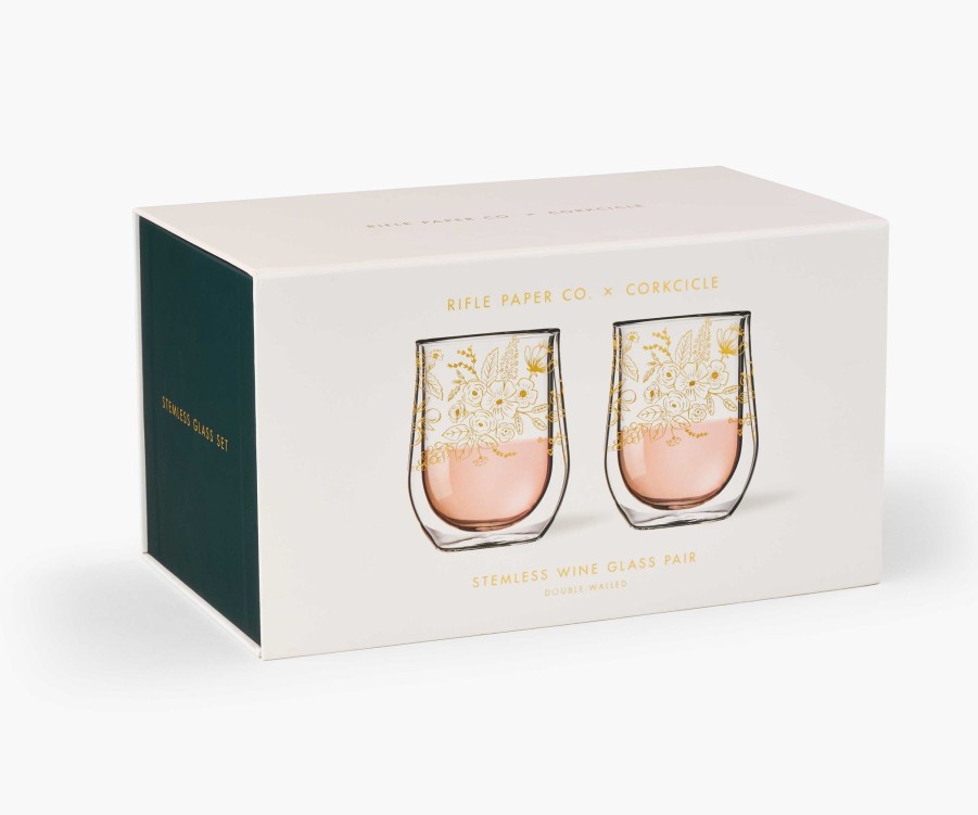 Home RIFLE PAPER Co. Insulated | Stemless Glass Set|Stemless Wine Glass Set