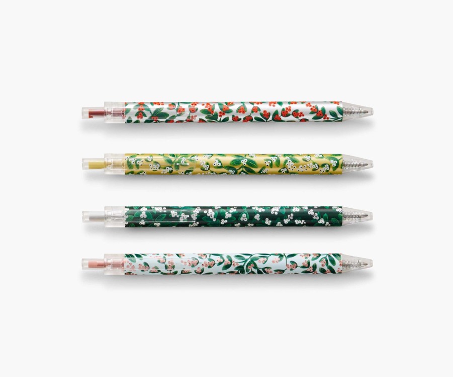 Desk & Journals RIFLE PAPER Co. Pens | Mistletoe Metallic Gel Pen Set|Mistletoe Metallic Gel Pen Set