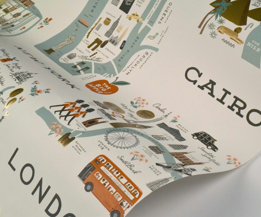 Home RIFLE PAPER Co. Samples | City Maps Wallpaper Sample|City Maps Grey & Gold Wallpaper Sample