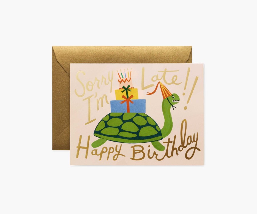 Cards & Occasions RIFLE PAPER Co. Birthday | Turtle Belated Birthday Greeting Card|Turtle Belated Birthday Greeting Card