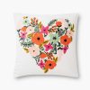 Home RIFLE PAPER Co. Floral | Floral Heart Embroidered Pillow|Floral Heart Embroidered Pillow-Ivory