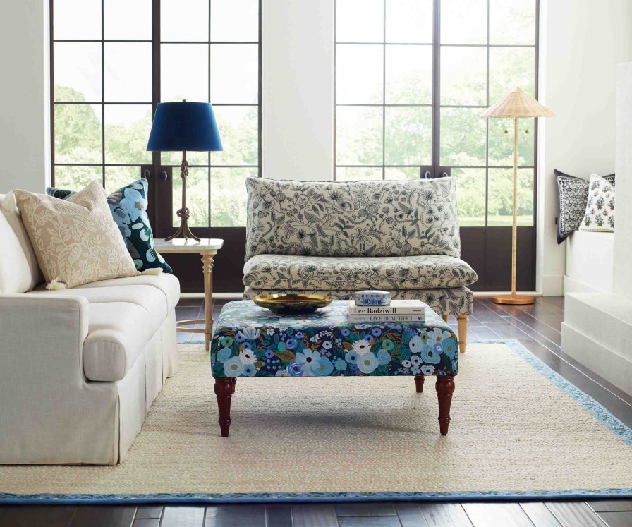 Home RIFLE PAPER Co. Arm Chairs & Settees | Louie Settee| Blue Louie Settee With Leg