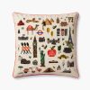 Home RIFLE PAPER Co. Figurative | Bon Voyage Embroidered Pillow|Bon Voyage Cream Embroidered Pillow