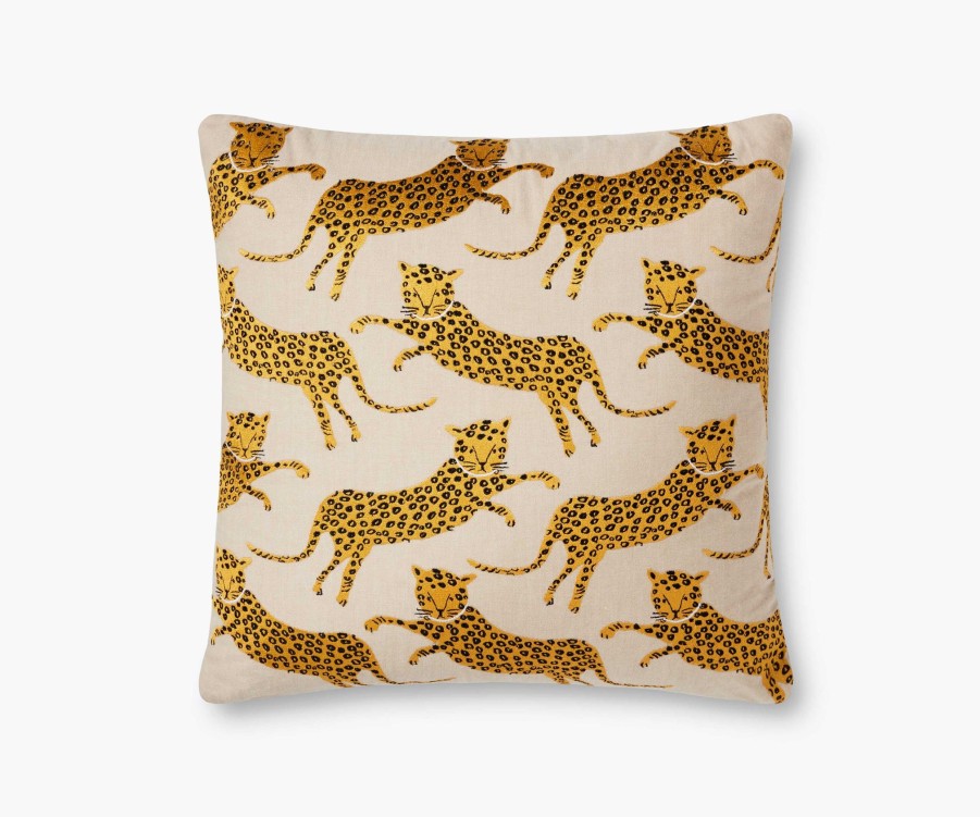 Home RIFLE PAPER Co. Figurative | Leap Of Leopards Embroidered Pillow|Leap Of Leopards Embroidered Pillow-Gold