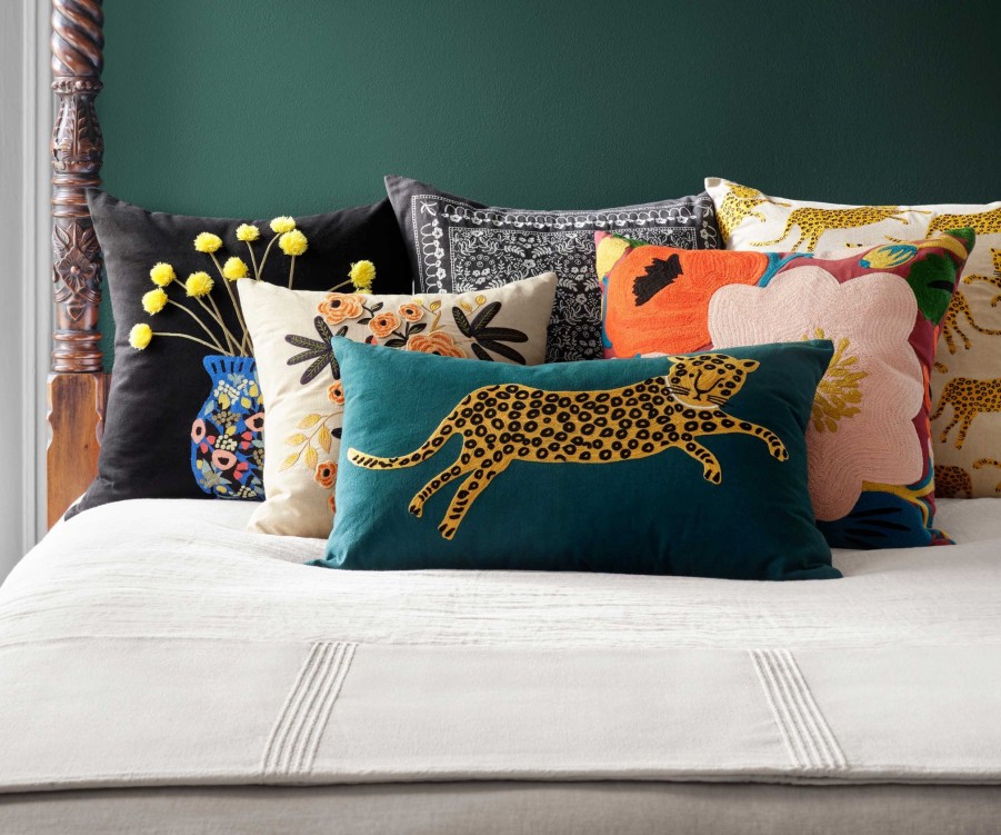 Home RIFLE PAPER Co. Figurative | Leap Of Leopards Embroidered Pillow|Leap Of Leopards Embroidered Pillow-Gold