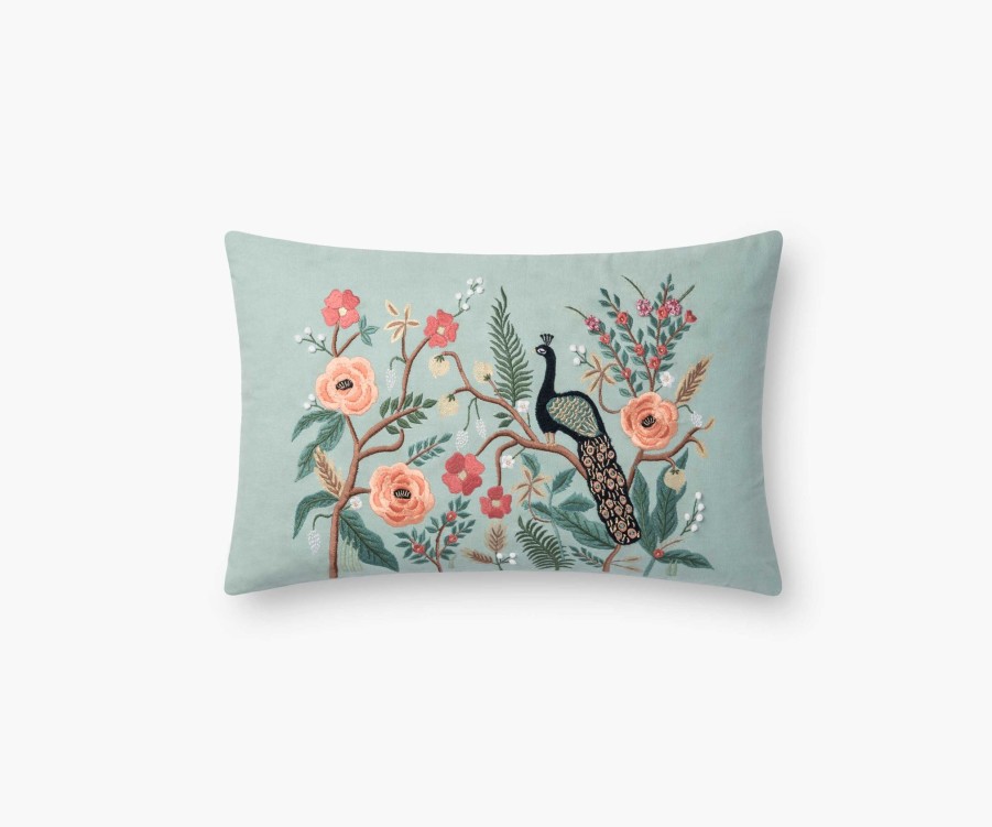 Home RIFLE PAPER Co. Floral | Shanghai Embroidered Pillow|Shanghai Embroidered Pillow-Mint