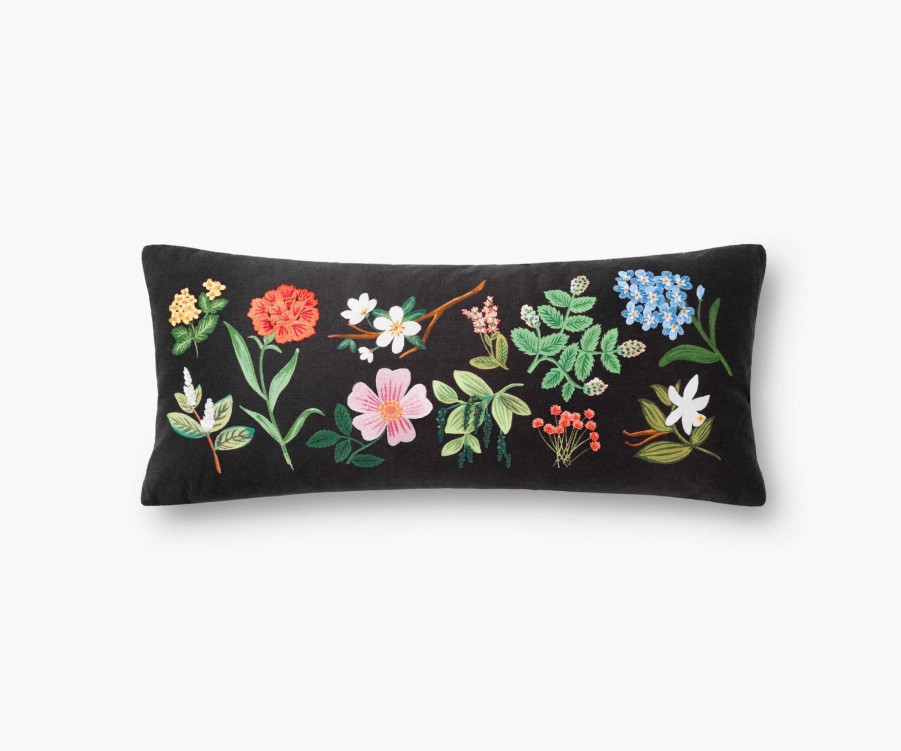 Home RIFLE PAPER Co. Floral | Floral Study Embroidered Pillow|Floral Study Embroidered Pillow-Black