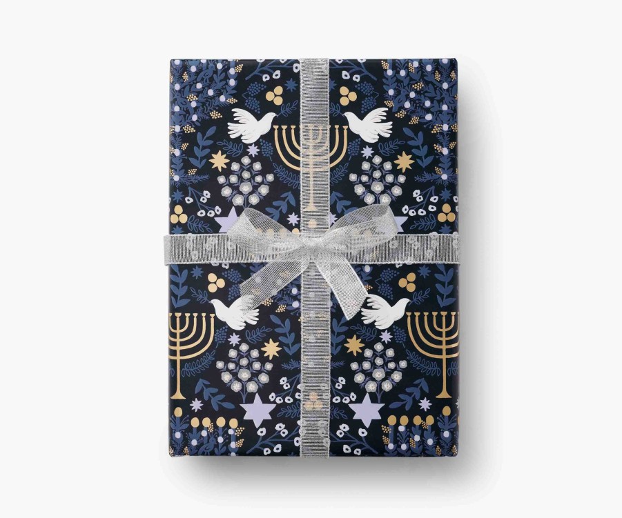 Cards & Occasions RIFLE PAPER Co. Rolls | Laurel Menorah Continuous Wrapping Roll|Laurel Menorah Continuous Wrapping Roll