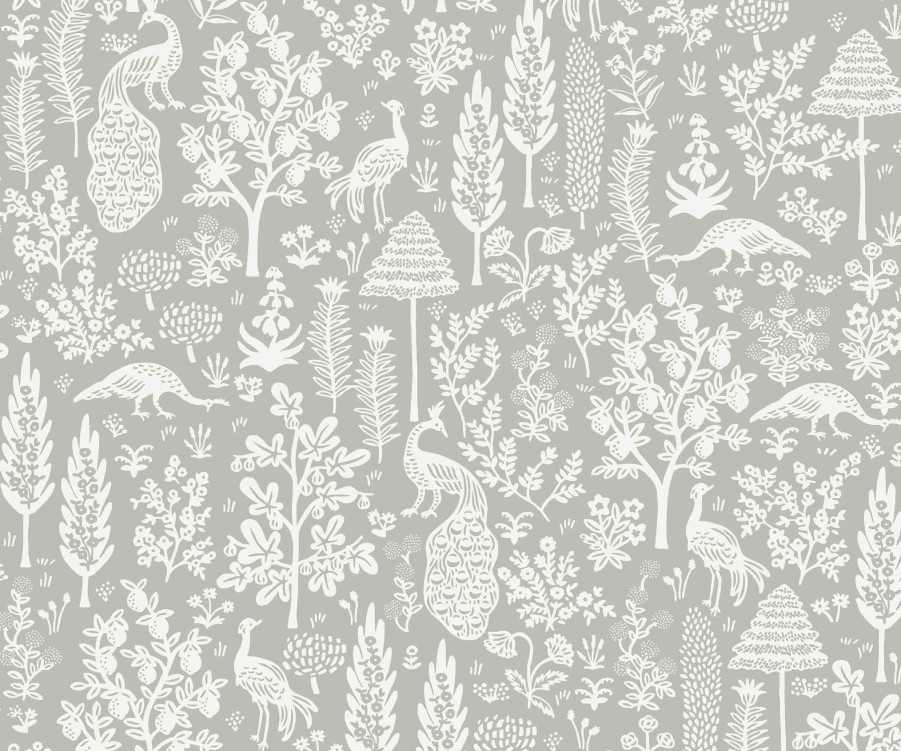 Home RIFLE PAPER Co. Traditional | Menagerie Toile Wallpaper|Menagerie Toile Navy & Metallic Silver Wallpaper Double Roll