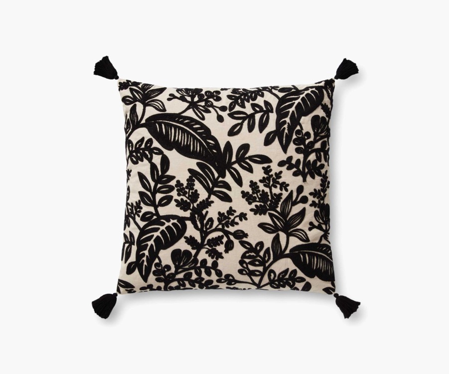 Home RIFLE PAPER Co. Floral | Canopy Embroidered Pillow|Canopy Embroidered Pillow-Cream & Black