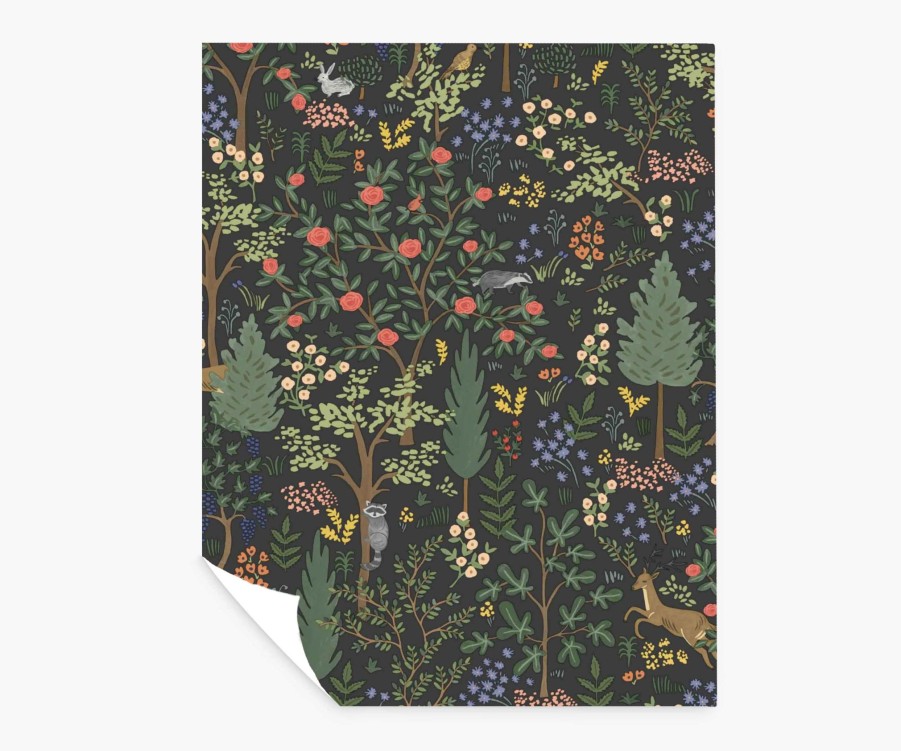 Home RIFLE PAPER Co. Peel & Stick | Woodland Peel & Stick Wallpaper Sample|Woodland Black Peel & Stick Wallpaper Sample