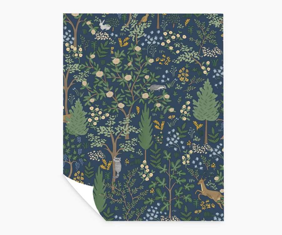 Home RIFLE PAPER Co. Peel & Stick | Woodland Peel & Stick Wallpaper Sample|Woodland Black Peel & Stick Wallpaper Sample