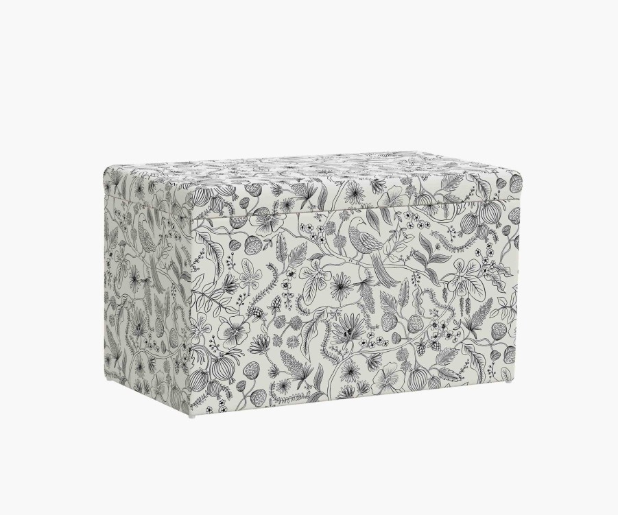 Home RIFLE PAPER Co. Benches | Willie Storage Bench| Black & Cream Willie Storage Bench