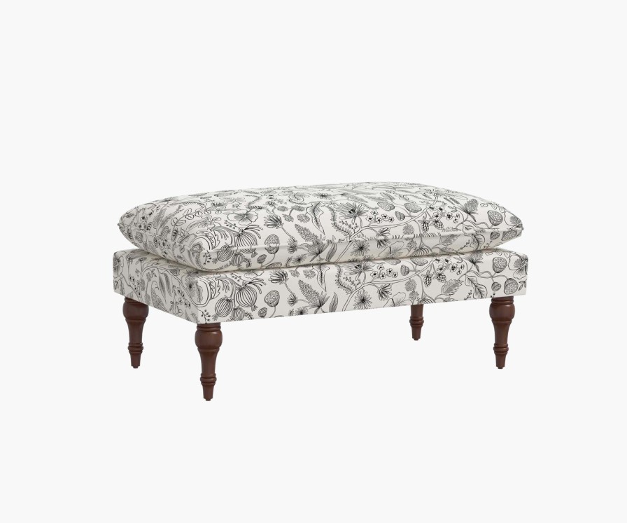 Home RIFLE PAPER Co. Benches | Flora Bench| Black & Cream Flora Bench With Leg