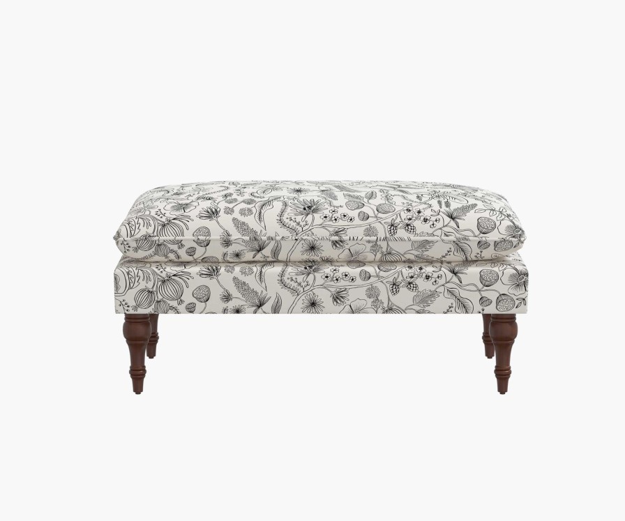 Home RIFLE PAPER Co. Benches | Flora Bench| Black & Cream Flora Bench With Leg