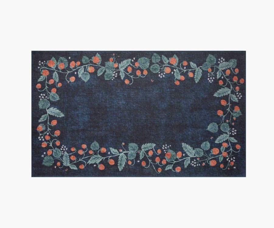 Home RIFLE PAPER Co. Scatter | Atelier Strawberries Navy Non-Slip Rug|Atelier Strawberries Navy Non-Slip Rug