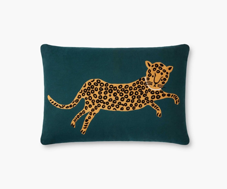 Home RIFLE PAPER Co. Figurative | Leopard Embroidered Pillow|Leopard Embroidered Pillow-Gold